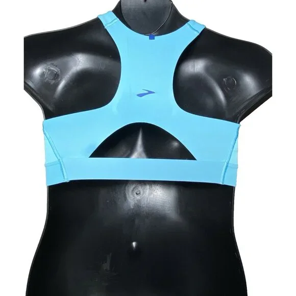 Brooks 40DDE Drive 3 Pocket Run Bra Vivid Teal Compression Wicking Quick Dry - Picture 3 of 11